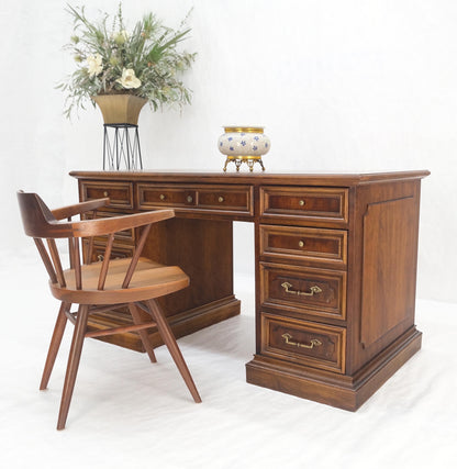 Double Pedestal Brass Hardware Walnut Desk File Drawer Mint