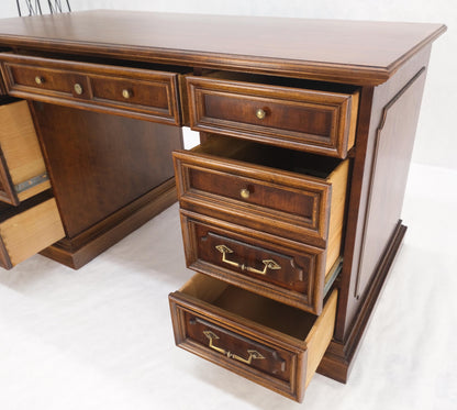 Double Pedestal Brass Hardware Walnut Desk File Drawer Mint