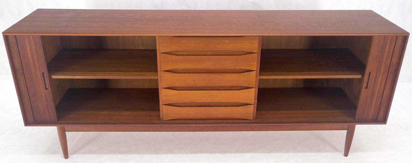 Tambour Doors Early Danish Mid Century Modern Long Credenza Dresser MINT!