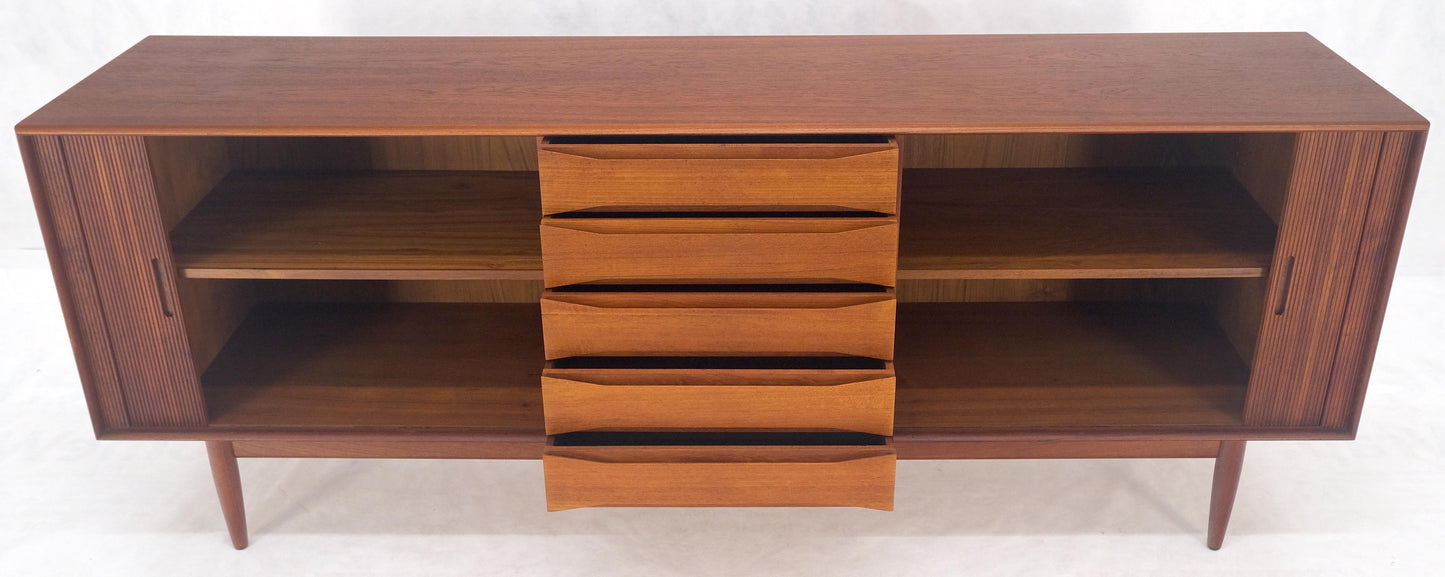 Tambour Doors Early Danish Mid Century Modern Long Credenza Dresser MINT!