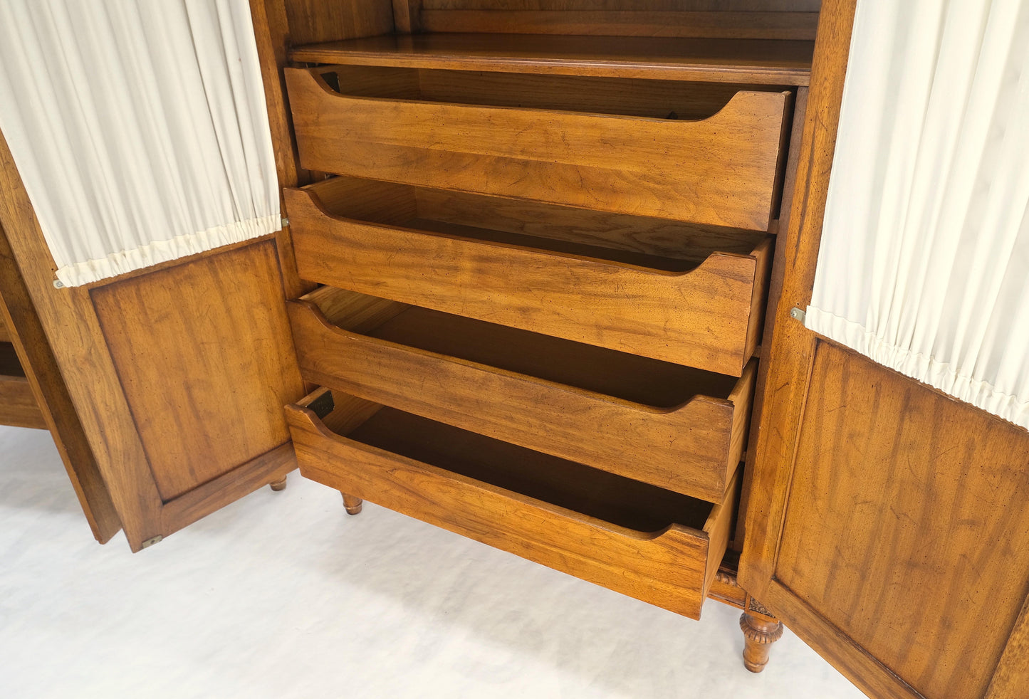 Pair of French Double Brass Lattice Carved Doors Storage Cabinets Dressers MINT!