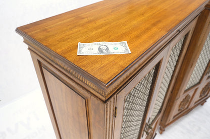 Pair of French Double Brass Lattice Carved Doors Storage Cabinets Dressers MINT!