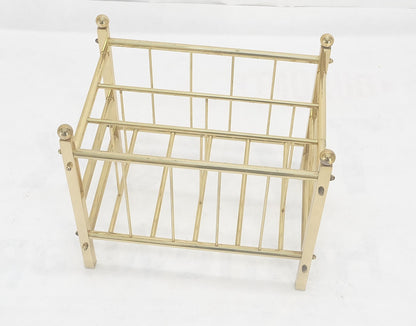 Solid Brass Tube Vintage Mid Century Modern Caddy Magazine Rack Ball Finial MINT