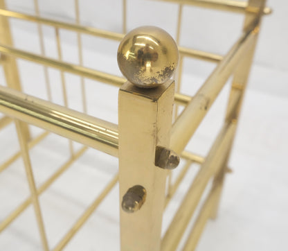 Solid Brass Tube Vintage Mid Century Modern Caddy Magazine Rack Ball Finial MINT