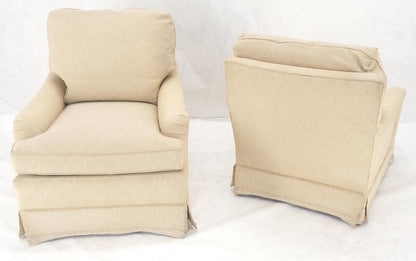 Pair of Baker Light Cream Beige Upholstery Lounge Club Chairs