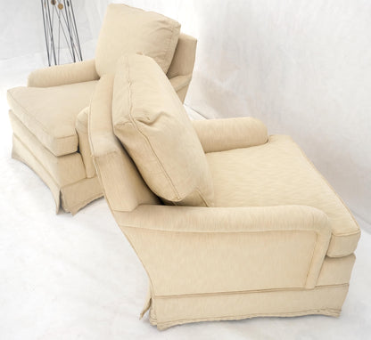 Pair of Baker Light Cream Beige Upholstery Lounge Club Chairs