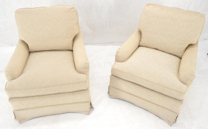 Pair of Baker Light Cream Beige Upholstery Lounge Club Chairs