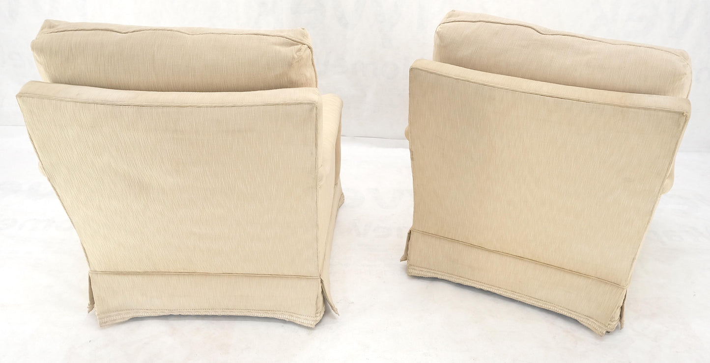 Pair of Baker Light Cream Beige Upholstery Lounge Club Chairs