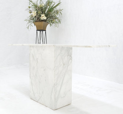 White Carrara Marble Boat Shape Top Pedestal Base Console Table Italian Modern