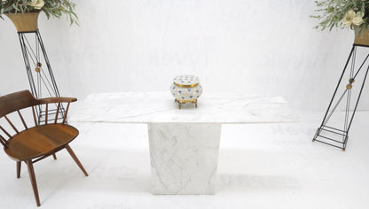 White Carrara Marble Boat Shape Top Pedestal Base Console Table Italian Modern