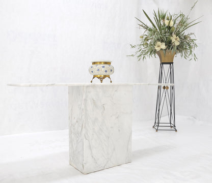 White Carrara Marble Boat Shape Top Pedestal Base Console Table Italian Modern