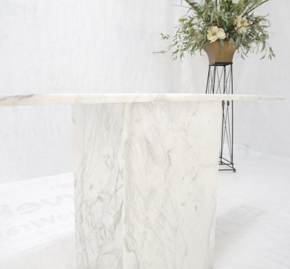 White Carrara Marble Boat Shape Top Pedestal Base Console Table Italian Modern