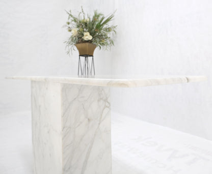 White Carrara Marble Boat Shape Top Pedestal Base Console Table Italian Modern