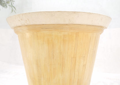 Tessellated Tile Bamboo Single Pedestal 3/4" Thick Round Glass Top Dining Table