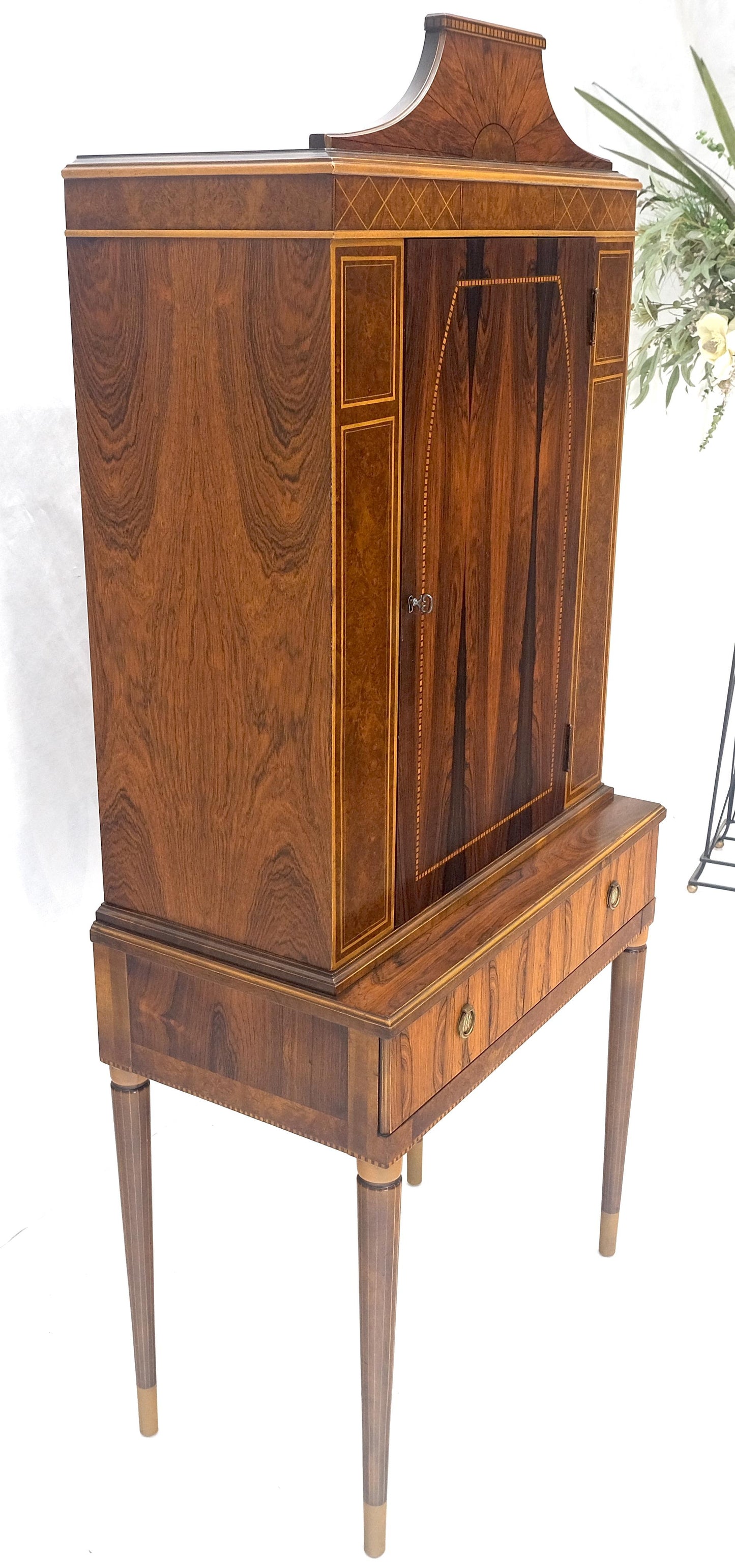 Rosewood French Art Deco Tapered Legs Cupboard Buffet Breakfront Cabinet MINT!