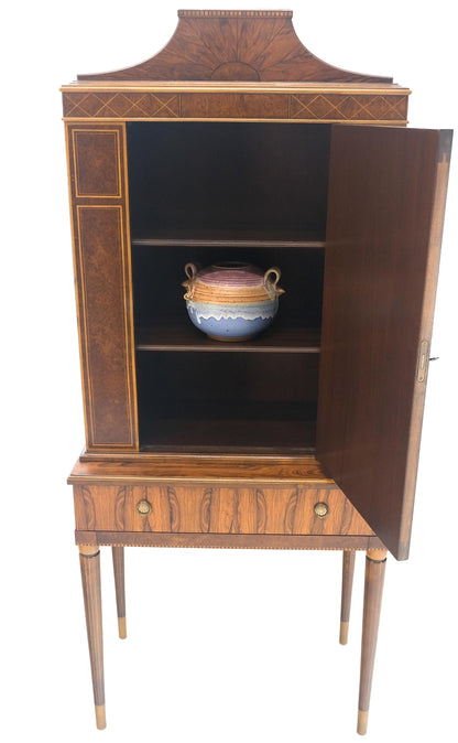 Rosewood French Art Deco Tapered Legs Cupboard Buffet Breakfront Cabinet MINT!