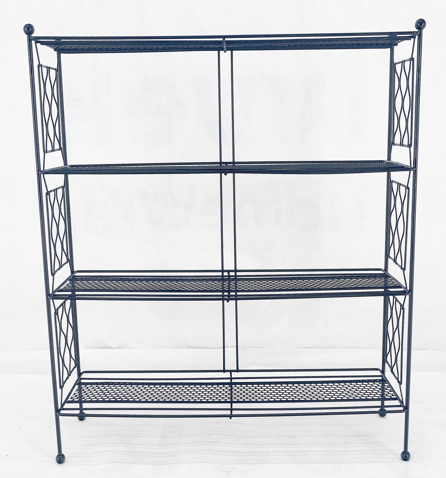 Vintage Mid Century Modern Wire Rack Shelf Unit Ball Finials Tony Paul MINT!