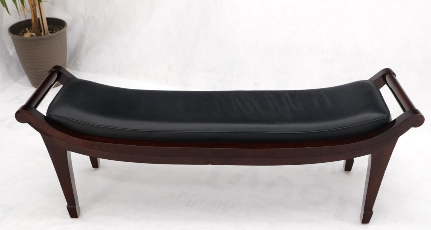 Leather & Lacquered Mahogany Post Modern Window Bench