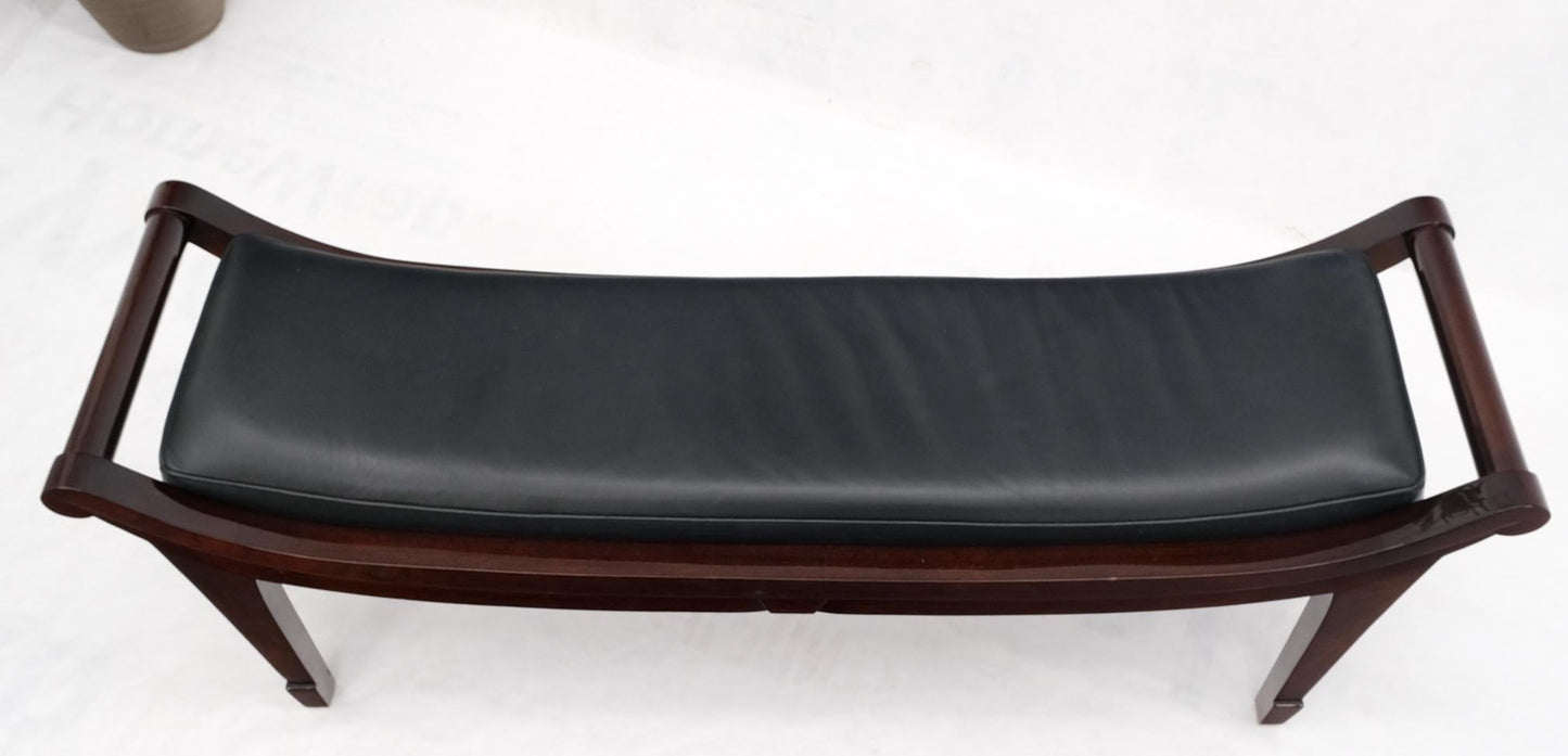 Leather & Lacquered Mahogany Post Modern Window Bench