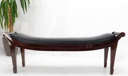 Leather & Lacquered Mahogany Post Modern Window Bench