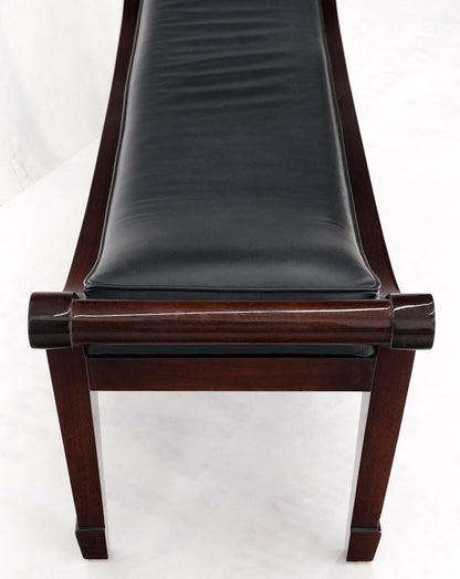 Leather & Lacquered Mahogany Post Modern Window Bench