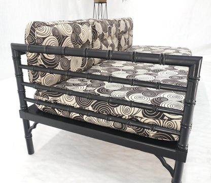 Pair of Black Lacquer Faux Bamboo Sofas Daybed Mid Century Modern MINT!