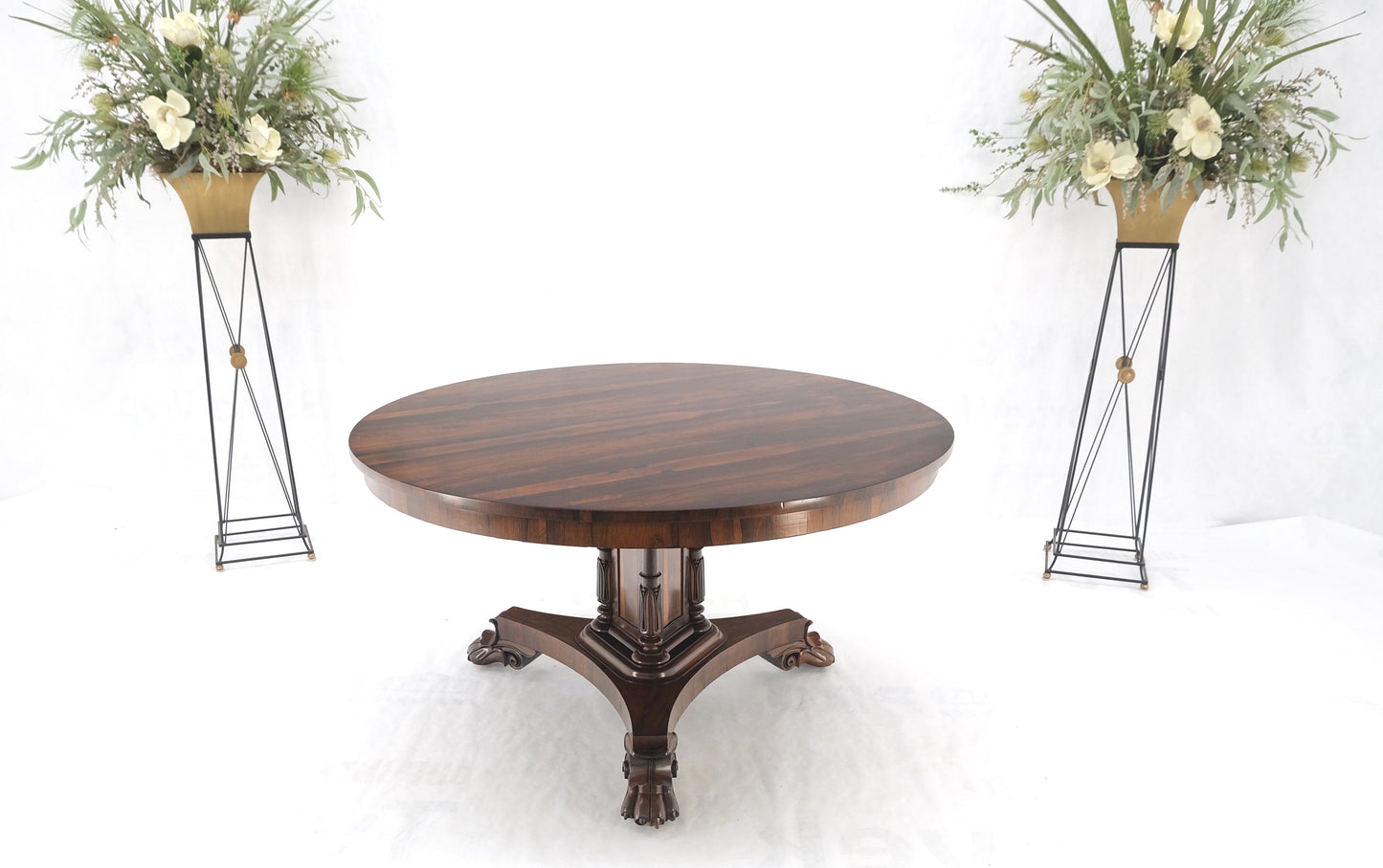 Large 52" Diameter Round Tilt Top Rosewood Empire Dining Breakfast Table MINT!