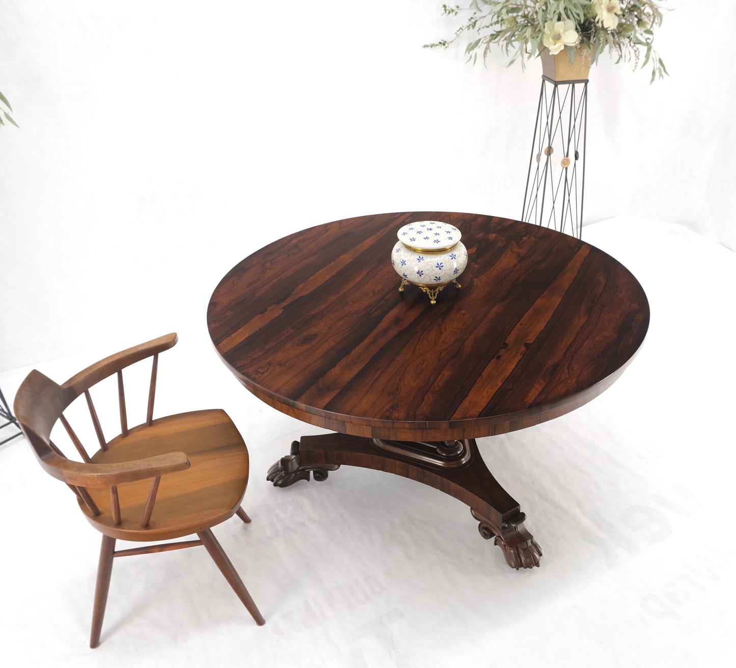 Large 52" Diameter Round Tilt Top Rosewood Empire Dining Breakfast Table MINT!