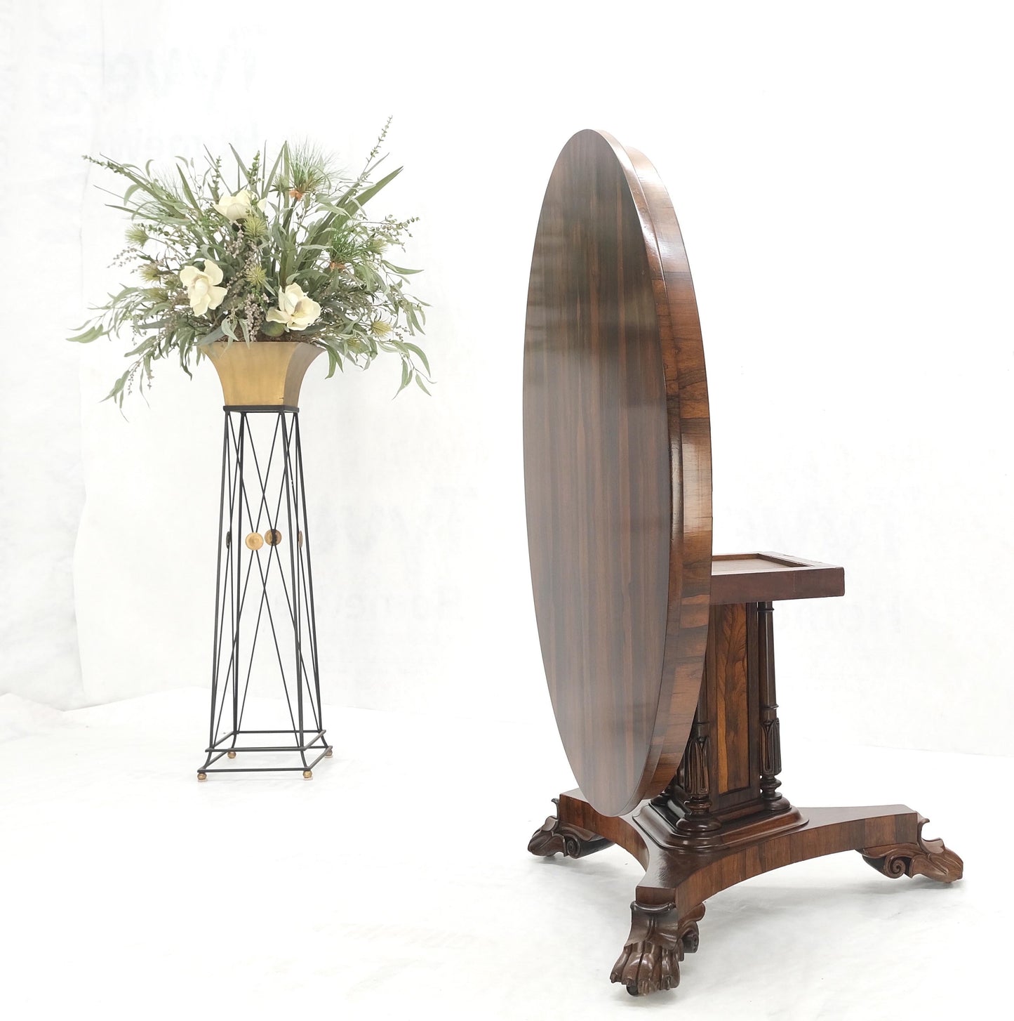 Large 52" Diameter Round Tilt Top Rosewood Empire Dining Breakfast Table MINT!