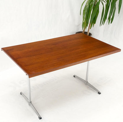 Teak & Chrome Base Mid Century Danish Modern Petit Desk Console Writing Table