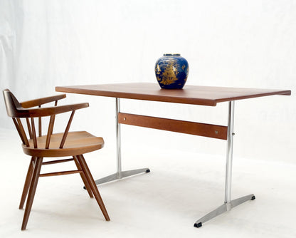 Teak & Chrome Base Mid Century Danish Modern Petit Desk Console Writing Table