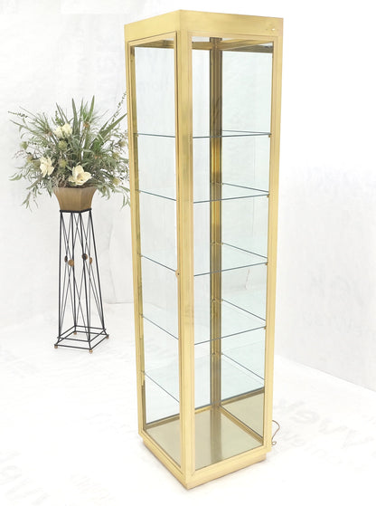 20" Sqaure Solid Brass Case 7' Tall Glass Shelve Display Cabinet Vitrine MINT!