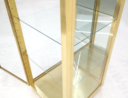 20" Sqaure Solid Brass Case 7' Tall Glass Shelve Display Cabinet Vitrine MINT!