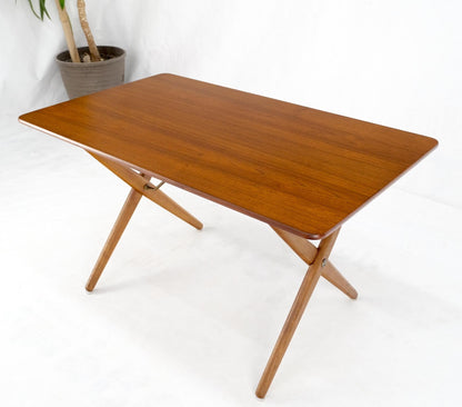 Hans Wegner Danish Mid-Century Modern Teak & Brass X Base Coffee Side Table