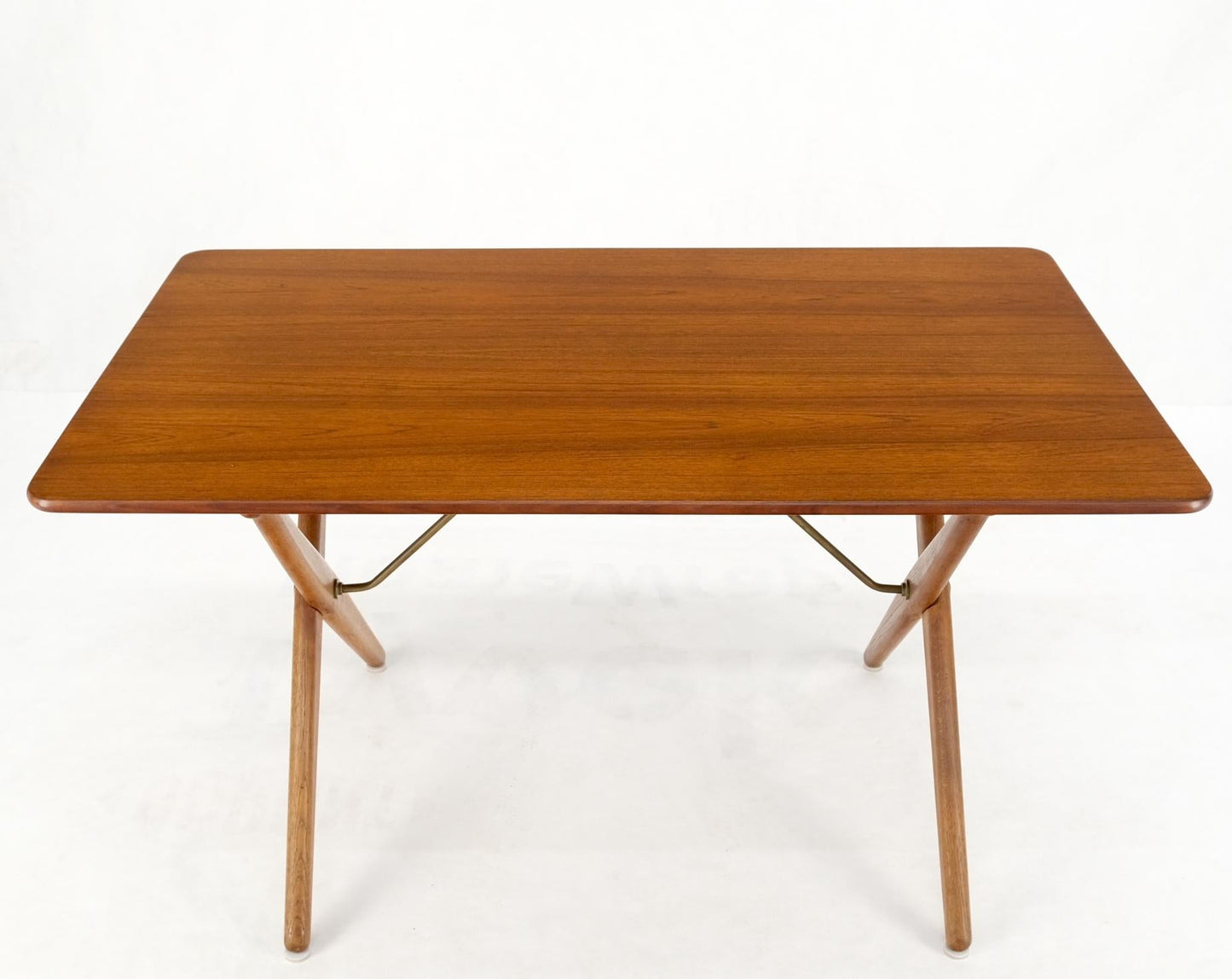 Hans Wegner Danish Mid-Century Modern Teak & Brass X Base Coffee Side Table