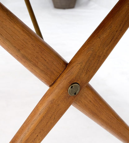 Hans Wegner Danish Mid-Century Modern Teak & Brass X Base Coffee Side Table