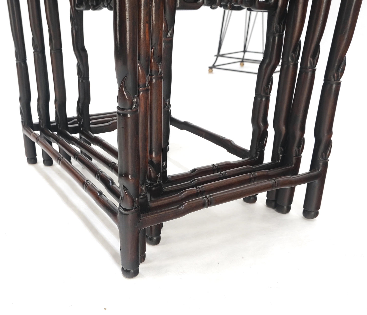 Set of 4 Nesting Stacking Carved Rosewood End Side Occasional Tables Set Mint!