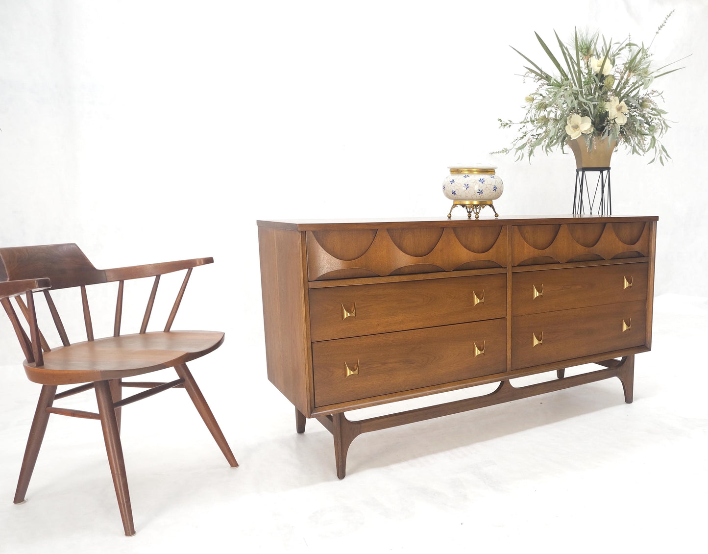 Brasilia Mid Century Modern Walnut 6 Drawer Long Credenza Dresser MINT!