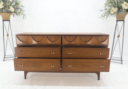 Brasilia Mid Century Modern Walnut 6 Drawer Long Credenza Dresser MINT!