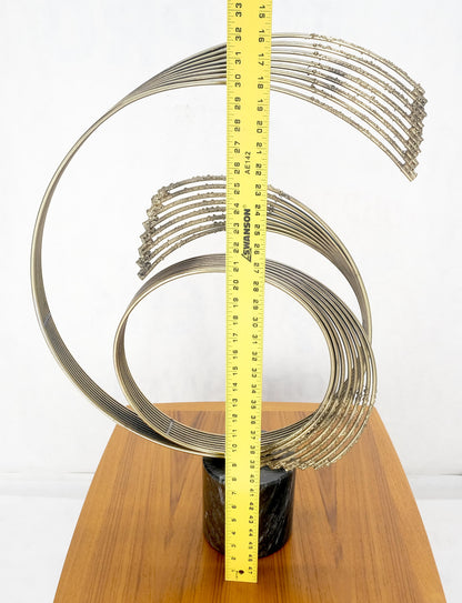 Black Marble Cylinder Base Abstract Circular Movement Wire Sculpture Curtis Jere