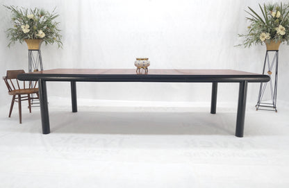 Rosewood Top Black Lacquer Base Massive Cylinder Shape Legs Dining Table MINT!