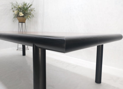 Rosewood Top Black Lacquer Base Massive Cylinder Shape Legs Dining Table MINT!