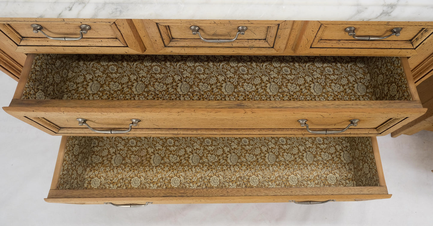 Pair of Washed Oak White Marble Tops 5 Drawers Bachelor Chests Dressers MINT!