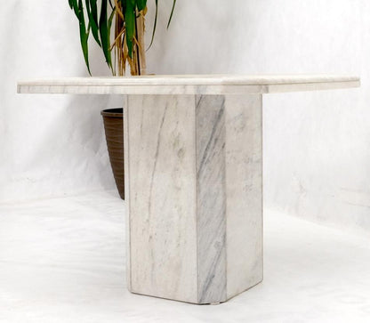 Grey & White Marble Square Mid-Century Modern Single Pedestal Side End Table