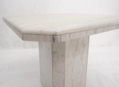 Grey & White Marble Square Mid-Century Modern Single Pedestal Side End Table