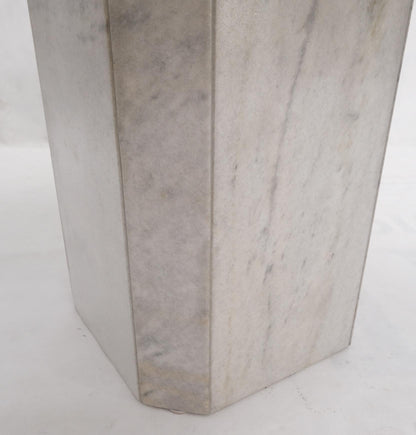 Grey & White Marble Square Mid-Century Modern Single Pedestal Side End Table