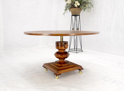 Round Burl Wood Adjustable Height Single Pedestal Base Dining-Coffee Table MINT!