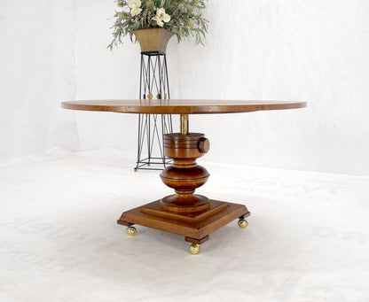 Round Burl Wood Adjustable Height Single Pedestal Base Dining-Coffee Table MINT!