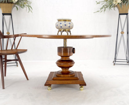 Round Burl Wood Adjustable Height Single Pedestal Base Dining-Coffee Table MINT!