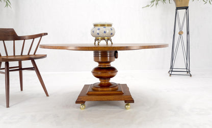 Round Burl Wood Adjustable Height Single Pedestal Base Dining-Coffee Table MINT!